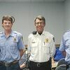 Four new volunteer fire fighters were added to the department during the May 20 city council meeting. Pictured with Mayor Kent Harris and Assistant Chief Rick Heinen are, left to right, Noah Shaw, Austin Morris, Trevin Brous, and Jason Colin.