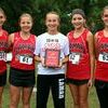 Lamar Middle School girls cross country team are, left to right, Jessica Coble, Alexis Parker, Kara Morey, Josie Cabrales and Brianna Davison.