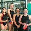 Pictured (left to right): TigerSharks, Kaitlyn Davis, Emma Moore, Mycah Reed and Haily Born won first place in the 15-18 Girls 200 Yard Medley Relay and first place in the 15-18 Girls 200 Yard Freestyle Relay at the Claremore Tri-State Invitational on June 4. Davis, Reed and Born are all 13 years old, while Moore is only 15 years old. All of the other competitors in these two events were between the ages of 15 to 18.