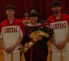 Lamar Democrat/Chris Morrow
Liberal High School senior Stormi Hunt was crowned 2022-23 basketball homecoming queen Friday night. She is pictured with her escorts, Kale Marti (left) and Nathan Smith.