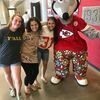 Emma, Kady and Tori are pictured with KC Wolf.