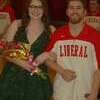 Lamar Democrat/Chris Morrow
Liberal senior Jacee Barthelme was crowned 2020-21 basketball homecoming queen Friday night. Barthelme and her Lady Bulldog teammates pulled off an exciting comeback win over Drexel prior to the coronation. Following it, the boys went to 5-0 in the WEMO with a win over the Bobcats. Shown with Barthelme is her escort, senior Gunner Miller.