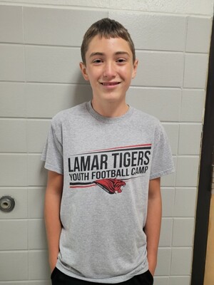 Jaxon Wolf, son of Devin Wolf and Megan Massa, is the sixth grade Lamar Middle School Student of the Week. The thing Jaxon enjoyed most in life so far is football, learning from his dad and playing for the Kersey Cougars until he moved to Lamar and started playing for the Tigers. He likes to climb trees and rocks and ride four wheelers.