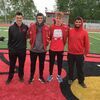 Pictured, left to right: Dylan Lee Hill, Landon Hardman, Chase Davey and Justin Walker placed second in the 4x100 meter relay at the Class 3 District Championships in Clinton on May 11. Hill also qualified for Sectional competition in the long jump (second) and Hardman advanced to Sectionals in the 200 meter dash (second) and the triple jump (third). Davey will also compete at Sectionals in the 4x400 meter relay and the 4x800 meter relay.