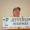 Lamar Democrat/Richard Cooper
Joe Davis was the first volunteer to speak at the April 28 meeting of the Barton County Historical Society. He displayed an authentic sign that once directed travelers to the Jefferson Highway that passed from Canada through Lamar to the Gulf of Mexico.
