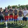Members of the Lockwood boys track team that won its first district title since 1992, are, left to right, Jobe Edwards, Ethan Bates, Brady Waters, Luke Nentrup, Dakota Cooper and Coach McKinney.