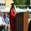 Photo courtesy of Zee Crossley
Salutatorian Hallee Doss gives a speech over life's hurdles and Christian principles.