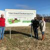Pictured in the lot of what will become the Wyatt Earp Park is, left to right, Lamar Bank &amp; Trust Company President and CEO Pat O’Neal, Barton County Chamber of Commerce CEO Astra Ferris and Cindy McFadden with McFadden Land &amp; Title Company.
